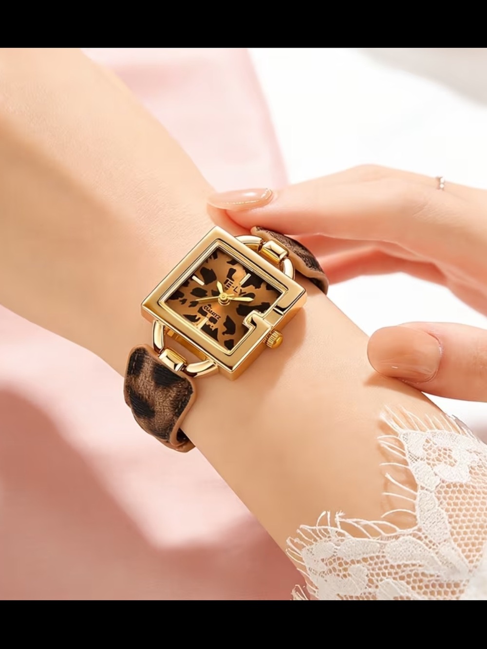 Affordable Fashion Finds Gold and Leopard Bracelet Watch - Picture 2 of 3